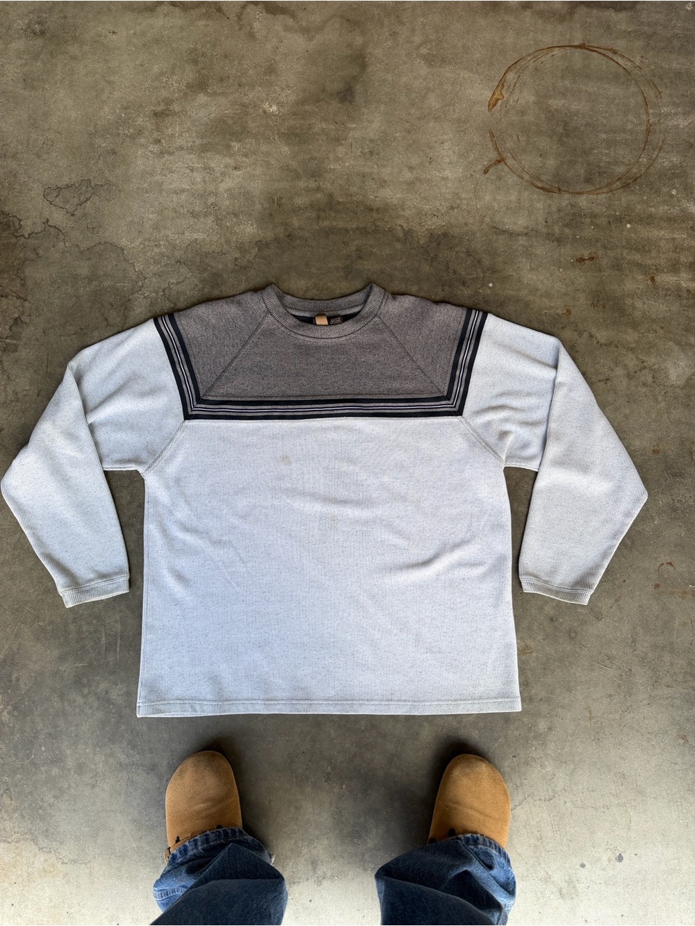 Xtremegear XG Vintage Cosby Grandpa Sweater Stripe Crewneck Pullover Gray Mens L